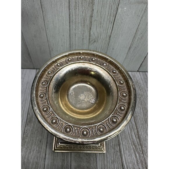 Vintage Dilly Mfg Co. Ornate Pillar Candle Holder Metal Home Decor 7" Tall - Picture 3 of 8